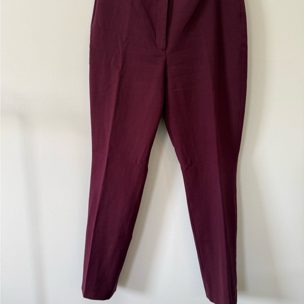 WHBM Elle Slim Ankle Pants Women’s Size 12 Burgundy Stretch Work Trousers